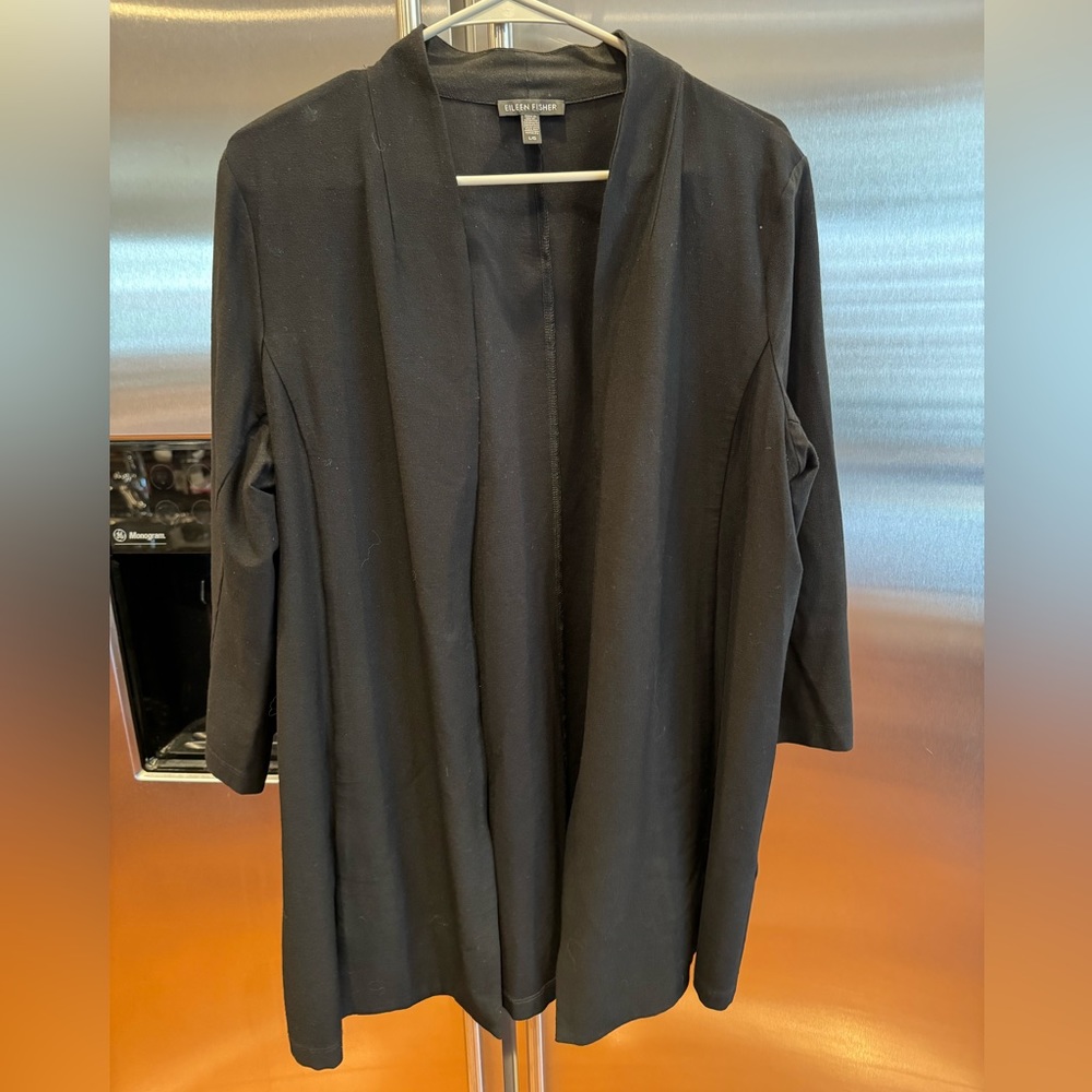 Eileen Fisher Kimono Black Jacket with Pockets - Made in USA - Size Large